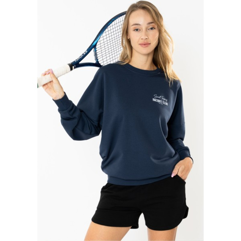 Coredra Racquet Club Oversize Sweatshirt Kadın - Lacivert Bayan Sweatshirt Fiyatı