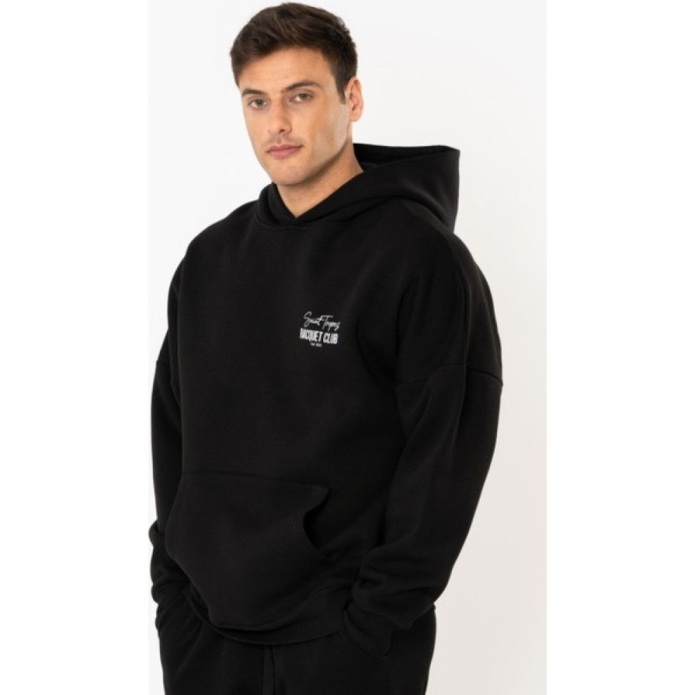 Coredra Racquet Lover Oversize Hoodie Erkek - Siyah Erkek Sweatshirt Fiyatı