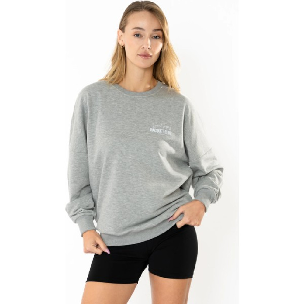Coredra Racquet Lover Oversize Sweatshirt Kadın - Gri Bayan Sweatshirt Fiyatı