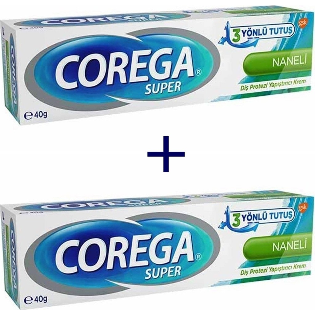 Corega Süper Naneli 3 Yönlü Tutuş Diş Protez Yapıştırıcı Krem 40 gr - 2 Adet Ferah Aroma Diğer Fiyatı