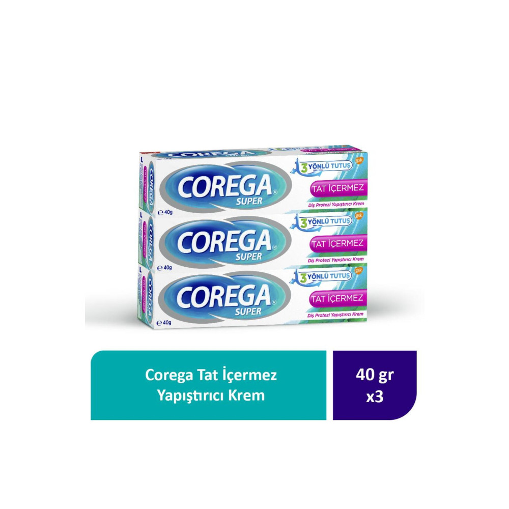 Corega Tat İçermez Yapıştırıcı Krem 40G x 3 Adet Ağız ve Diş Sağlığı Fiyatı