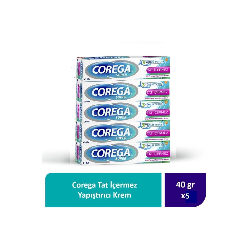Corega Tat İçermez Yapıştırıcı Krem 40G x 5 Adet Ağız ve Diş Sağlığı Fiyatı