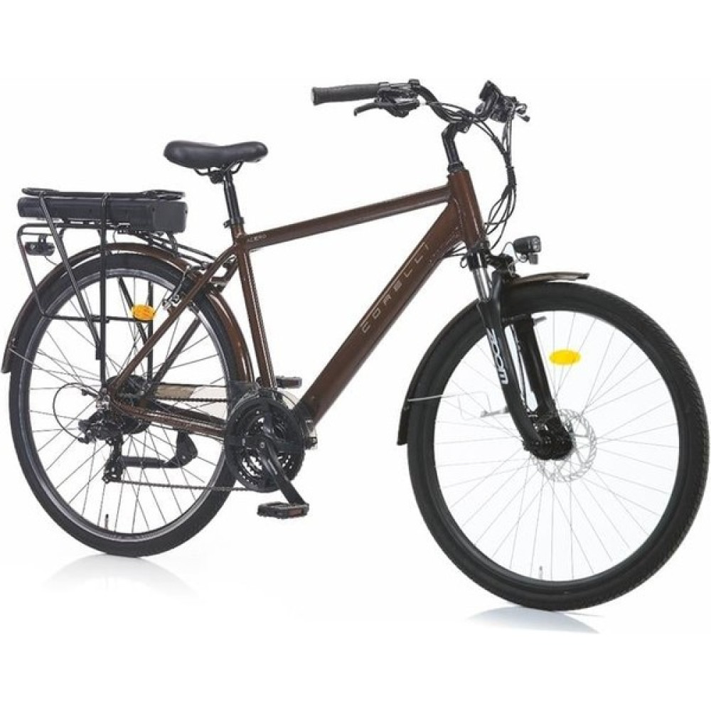 Corelli Acero Elektrikli Erkek Şehir Bisiklet 51CM Md 28 Jant 21 Vites Brown Elektrikli Bisikletler Fiyatı