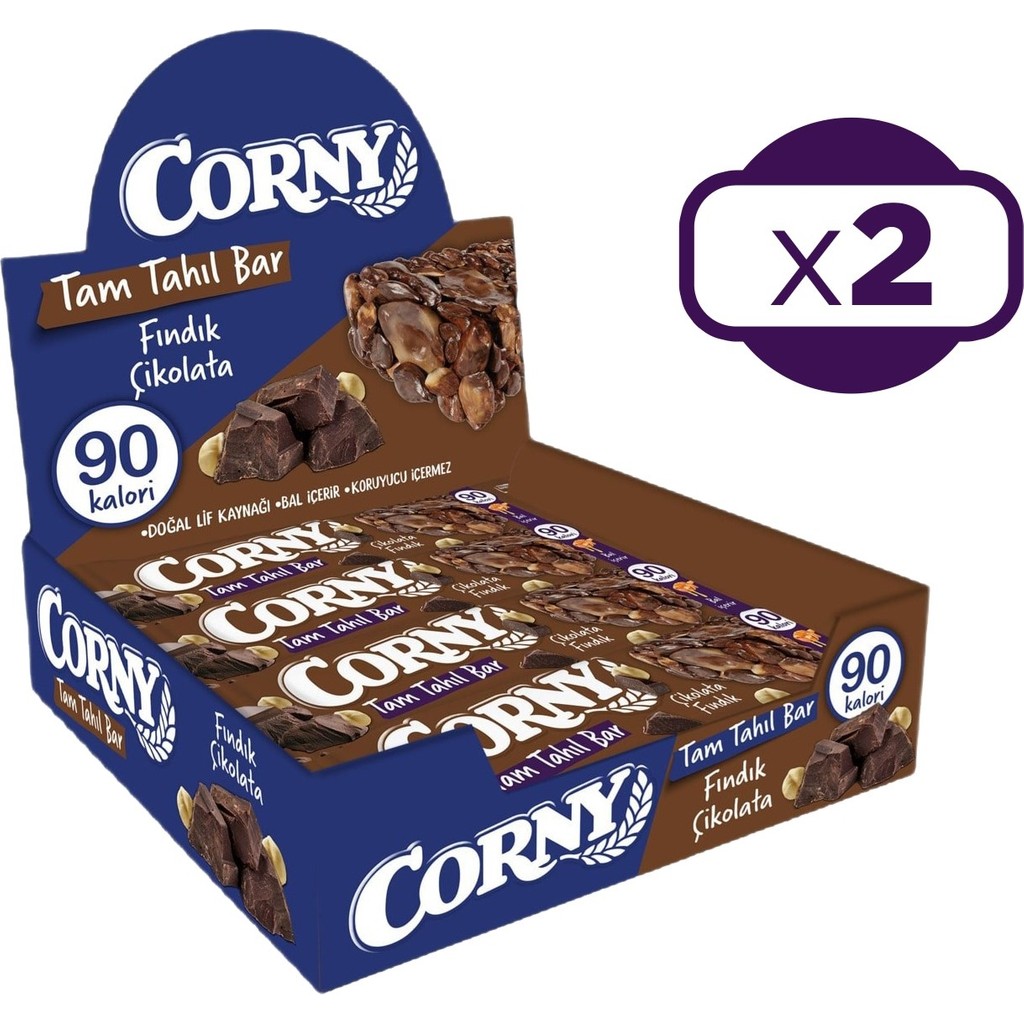 Corny Çikolata Fındık Tam Tahıl Bar 12 Adet x 20 G x 2 Kutu - 20 gr Diğer Fiyatı