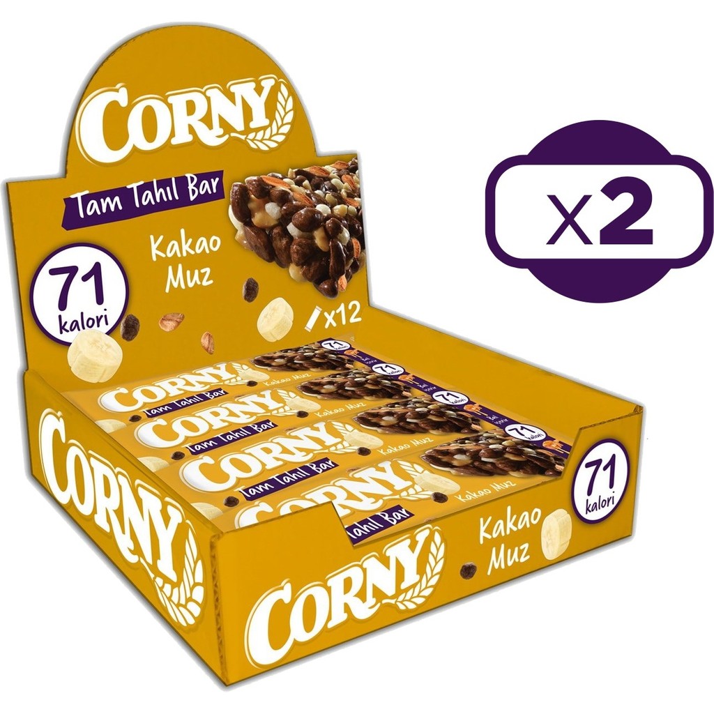 Corny Kakao Muz Tam Tahıl Bar 12 Adet x 17G x 2 Kutu - 17 gr Diğer Fiyatı