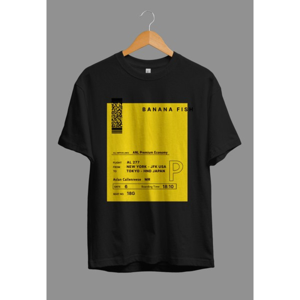 Corvoart Oversize Banana Fish Uçak Bileti Anime Baskılı Özel Tasarım Tişört Erkek T-shirt Fiyatı