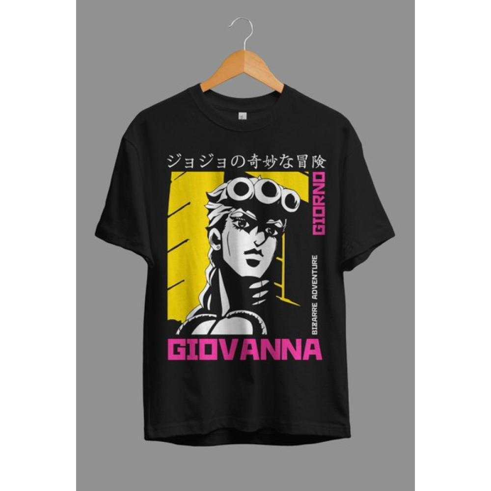 Corvoart Oversize Jojo's Bizarre Adventure Giorno Giovanna Anime Karakter Tasarım Baskılı Tişört Erkek T-shirt Fiyatı