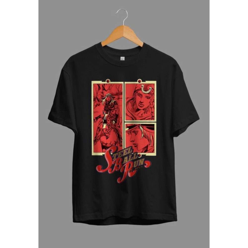 Corvoart Oversize Jojo's Bizarre Adventure Steel Ball Run Anime Baskılı Tasarım Tişört Bayan T-shirt Fiyatı