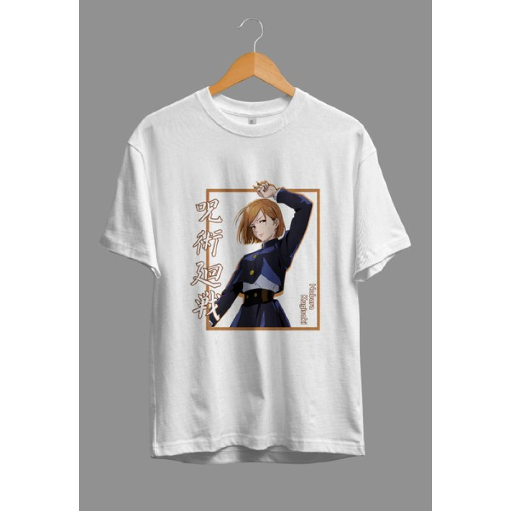 Corvoart Oversize Jujutsu Kaisen Nobara Kugisaki Anime Karakter Baskılı Tasarım Tişört Erkek T-shirt Fiyatı