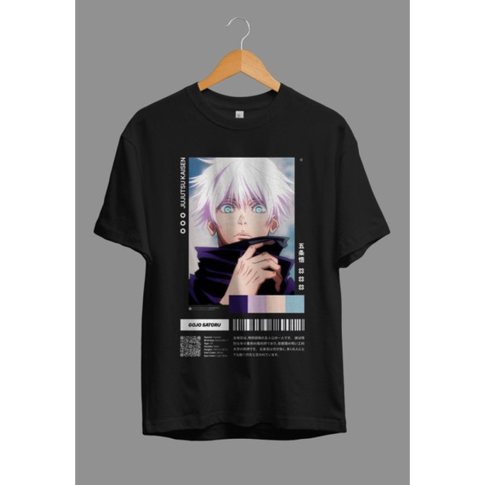 Corvoart Oversize Jujutsu Kaisen Satoru Gojo Anime Karakter Baskılı Tasarım Tişört Erkek T-shirt Fiyatı