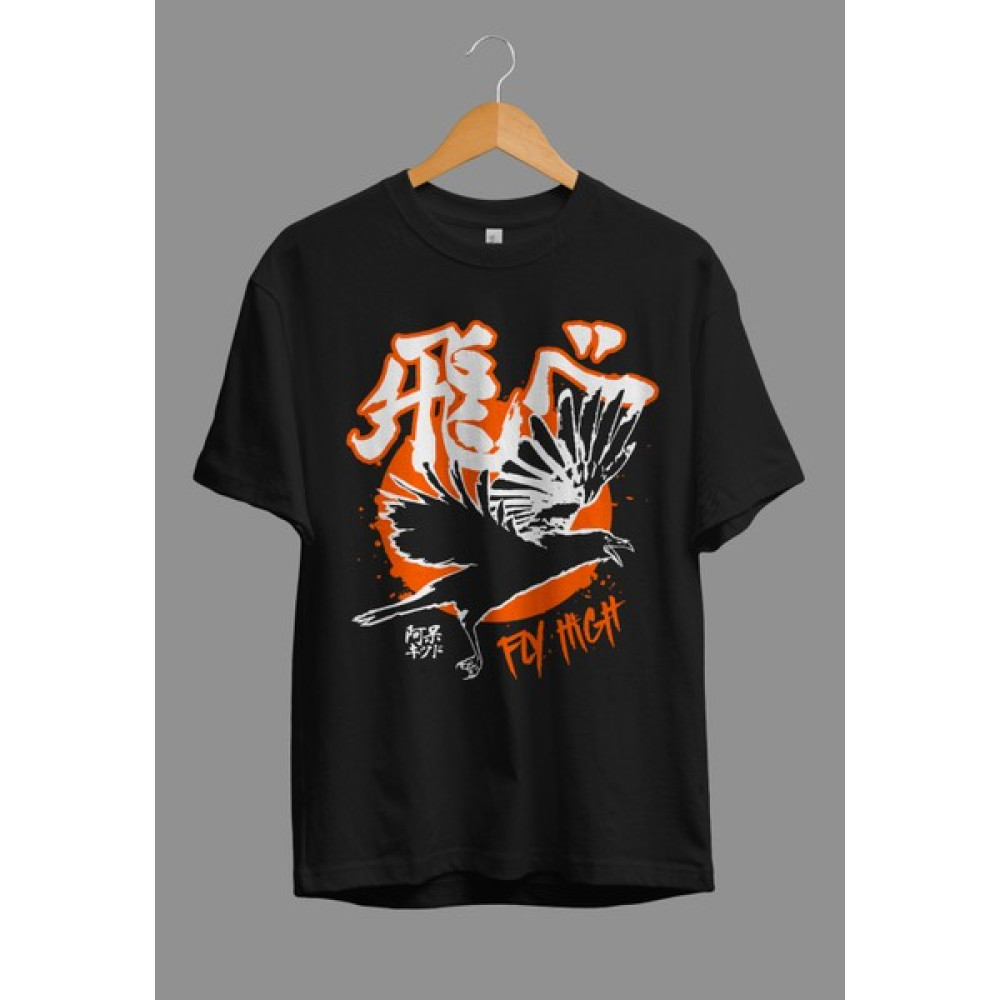 Corvoart Oversize Karasuno Kanji Anime Tasarım Baskılı Tişört Erkek T-shirt Fiyatı