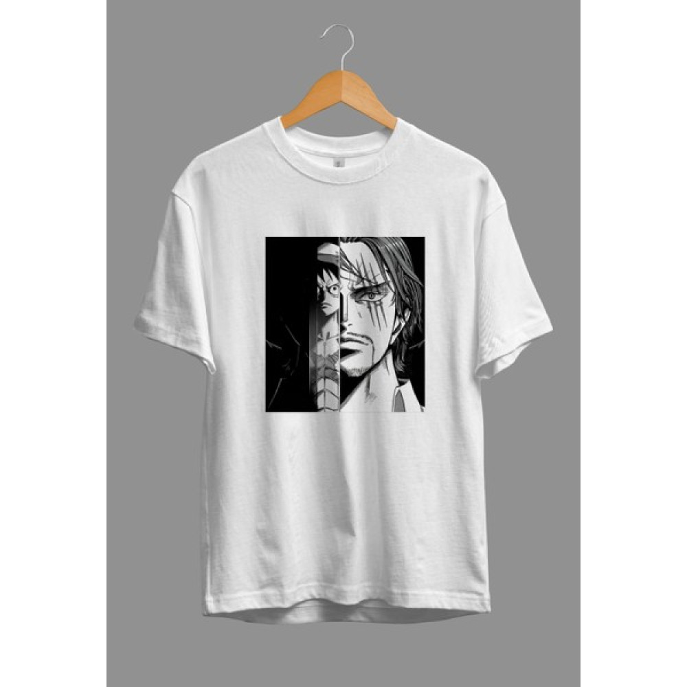 Corvoart Oversize One Piece Luffy ve Shanks Anime Karakter Baskılı Özel Tasarım Tişört Erkek T-shirt Fiyatı