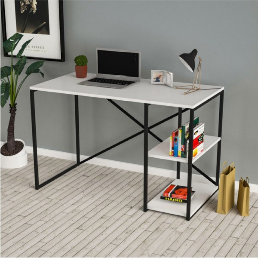 Coşar Group Çalışma Masası Kitaplıklı Metal Bilgisayar Laptop Ofis Masası - Y: 72 cm D: 60 cm G: 120 cm - Beyaz Çalışma Masası Fiyatı