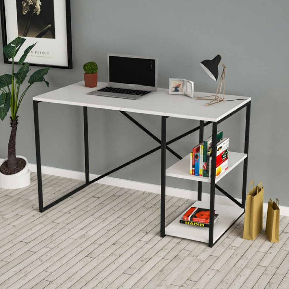 Cosargroup Çalışma Masası Kitaplıklı Metal Bilgisayar Laptop Ofis Masası - Y: 80 cm D: 50 cm G: 90 cm - Beyaz Çalışma Masası Fiyatı