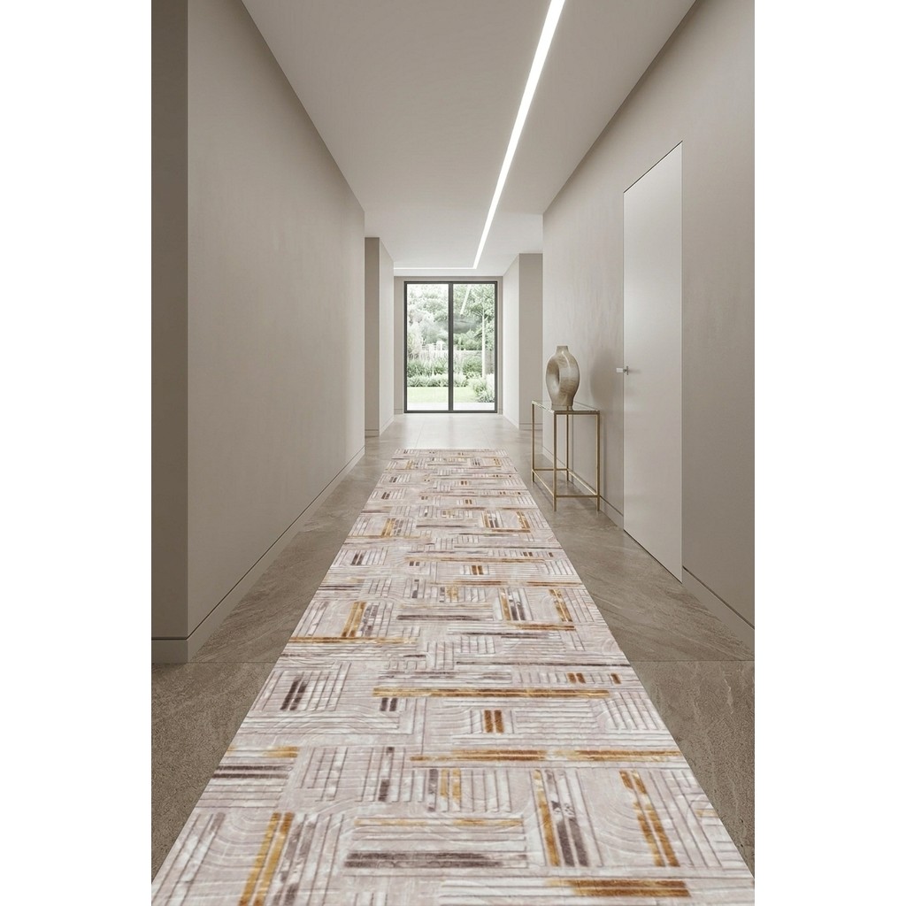 Cos.kim Kaymaz Tabanlı Yolluk Kesme Halı Salon Koridor Mutfak Yatak Odası Halısı CSKM3005 Bej - Beyaz - Kahve - 80 x 50 cm Diğer Fiyatı