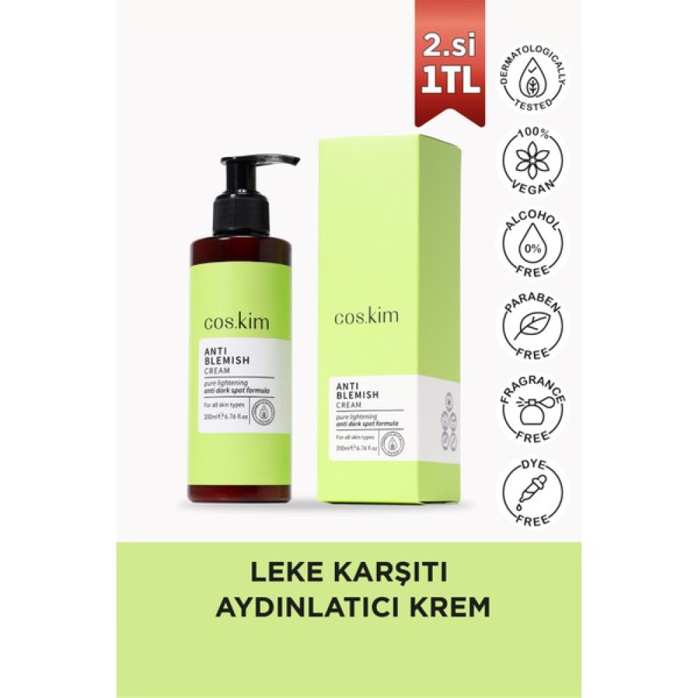 Cos.kim Leke Karşıtı ve Gözenek Sıkılaştırıcı Aydınlatıcı Krem | Anti-Blemish Whitening Cream 200 ml Leke Kremi Fiyatı