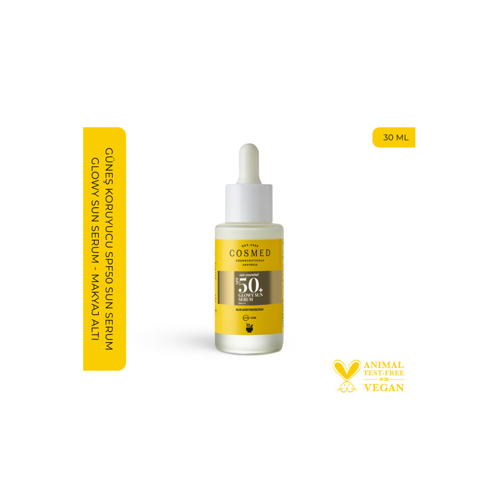 COSMED Güneş Koruyucu Spf50 Sun Serum- Glowy Sun Serum - Makyaj Altı 30 ml Güneş Kremleri ve Losyonları Fiyatı