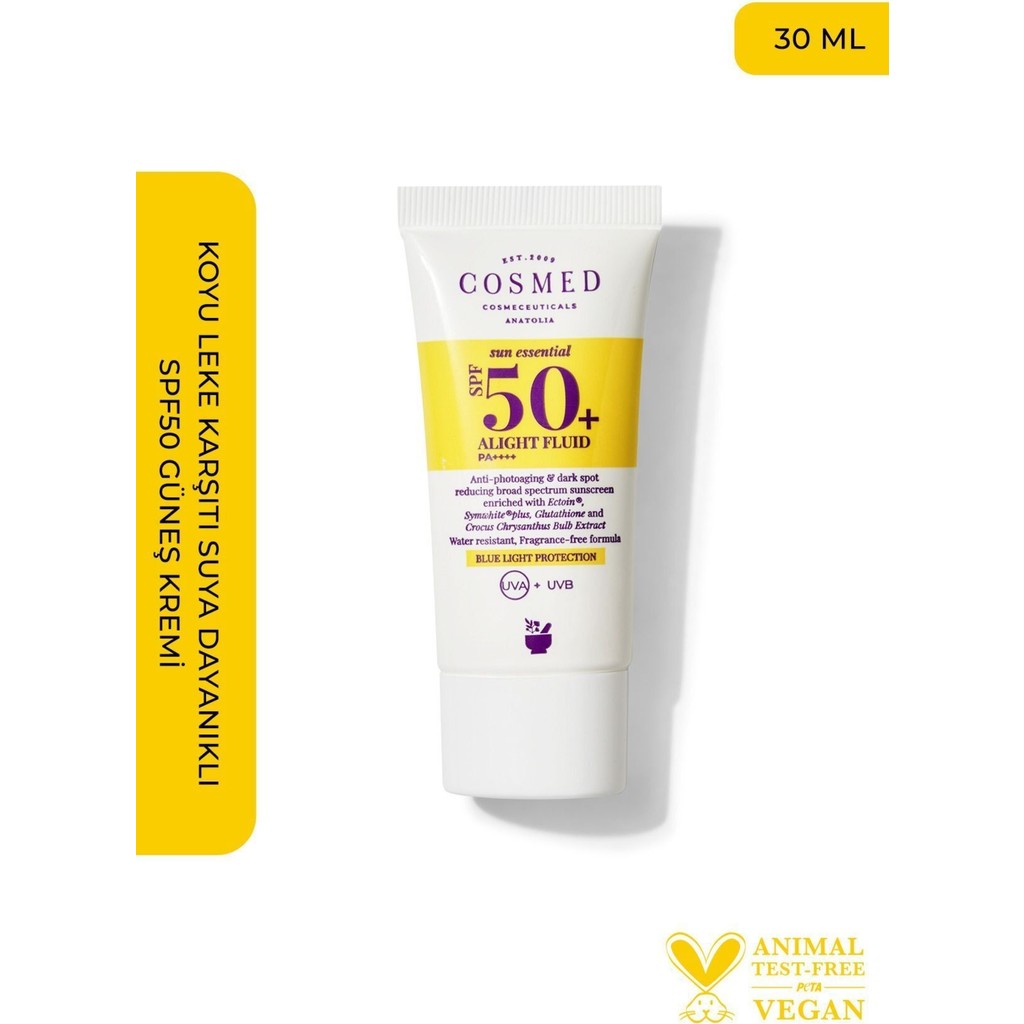 Cosmed Koyu Leke Karşıtı Suya Dayanıklı SPF50+ Güneş Kremi /SUN ESSENTIAL ALIGHT FLUID SPF50+ 30 ml Güneş Kremleri ve Losyonları Fiyatı