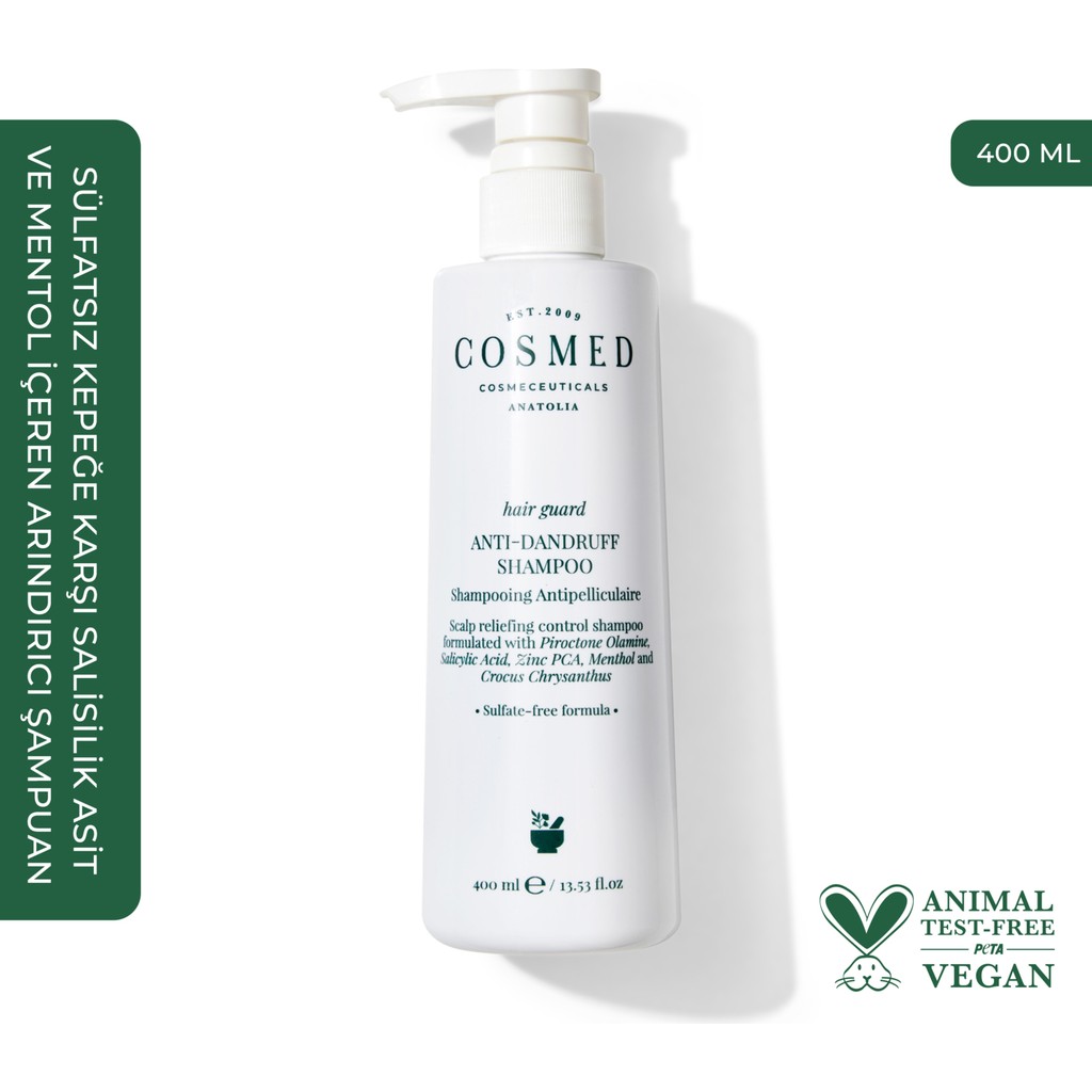 Cosmed Sülfatsız Kepeğe Karşı Salisilik Asit ve Mentol İçeren Arındırıcı Şampuan / HAIR GUARD ANTI-DANDRUFF SHAMPOO 400 ml Şampuan ve Saç Kremi Fiyatı