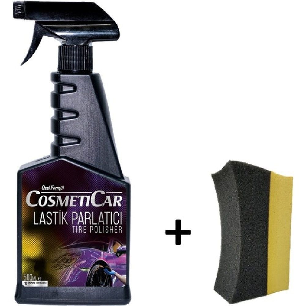 CosmetiCar Islak Görünümlü Kalıcı Lastik Parlatıcı 500 ml & Lastik Parlatıcı Uygulama Süngeri Oto Genel Temizlik Fiyatı