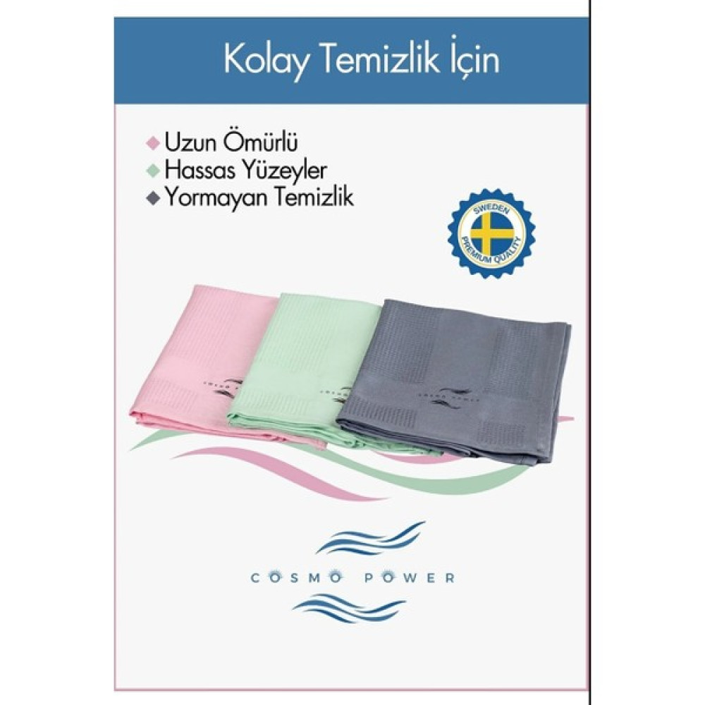 Cosmo Power Mikrofiber 40X60CM 3 Adet Sihirli Bez Ayna,tv,cam Mutfak Banyo Bezi Renkleri Temizlik Malzemeleri Fiyatı