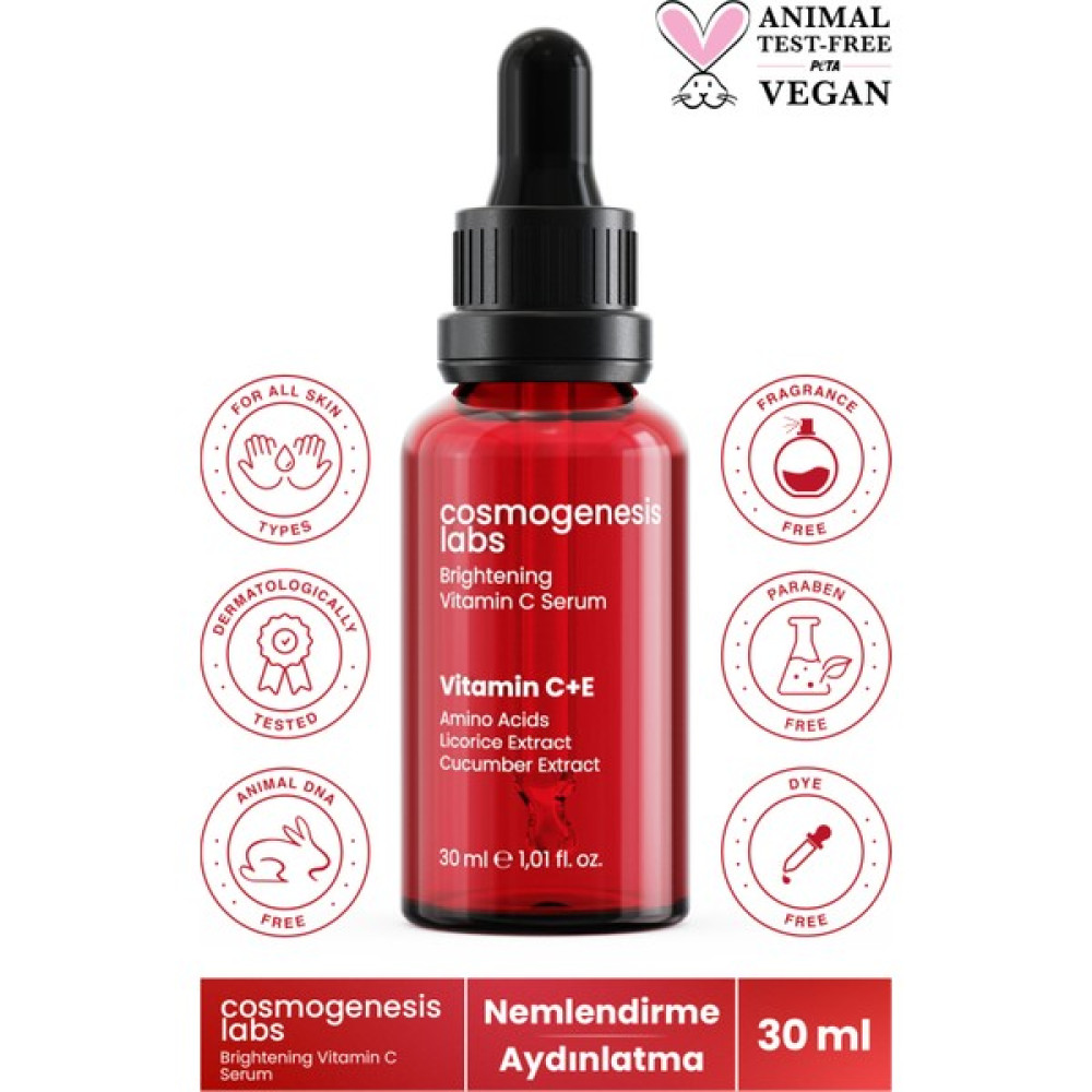 Cosmogenesis Labs Aydınlatıcı C+E Vitamini Serum 30ML Yenileyici Eşitleyici Pürüzsüz Görünüm & Nemlendirici Etkili Anti-Aging / Yaşlanma Karşıtı Fiyatı