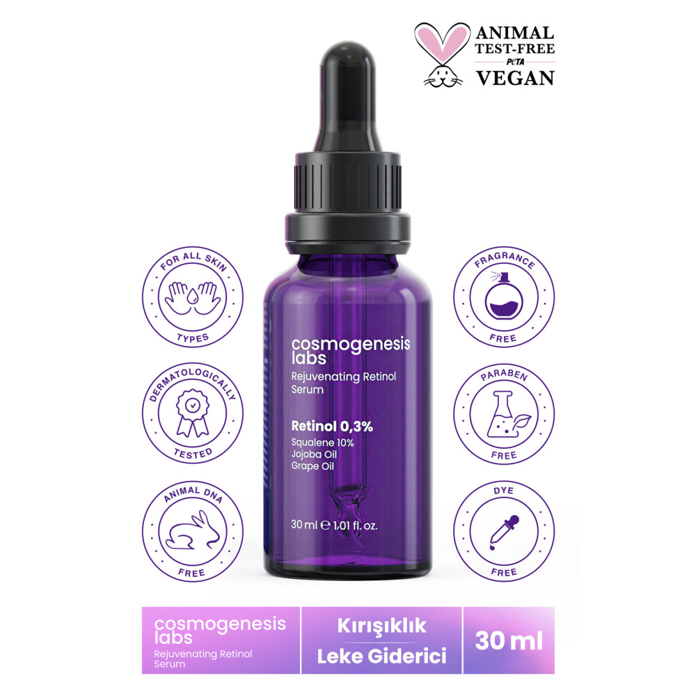 Cosmogenesis Labs Kırışıklık Karşıtı Retinol Serum 30ml Vegan Canlandırıcı Leke Giderici Esnek Görünüm (%0.3 Retinol) Cilt ve Yüz Bakımı Fiyatı