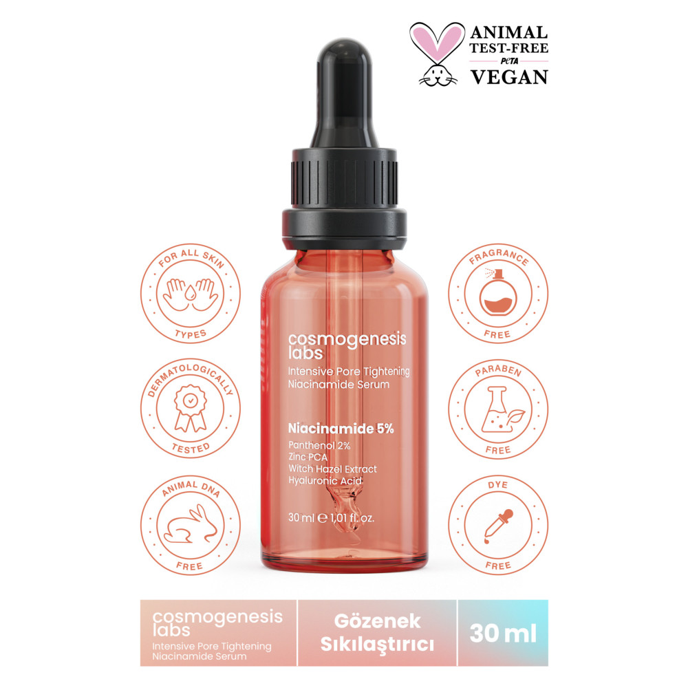 Cosmogenesis Labs Sivilce ve Siyah Nokta Karşıtı Niacinamide Serum 30ml Vegan Gözenek Sıkılaştırıcı (%5 Niacinamide) Cilt ve Yüz Bakımı Fiyatı