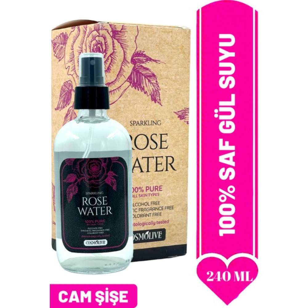 Cosmolive Saf Gül Suyu Aydınlatıcı, Gözenek Sıkılaştırıcı Püskürtmeli Cam Şişe 240 ml Cilt Temizleme ve Peeling Fiyatı