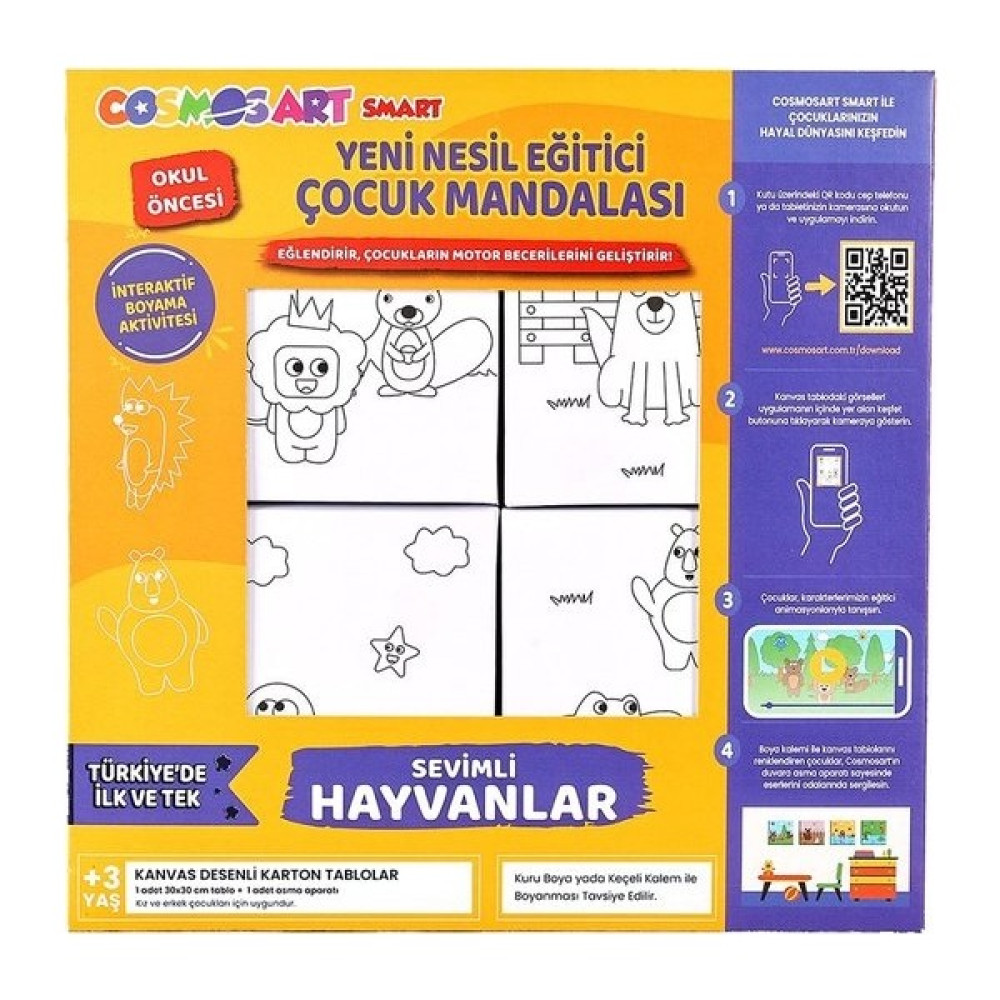 Cosmosart Smart Yeni Kutu Kalemsiz Sevimli Hayvanlar 15*15 Resim Defteri Fiyatı