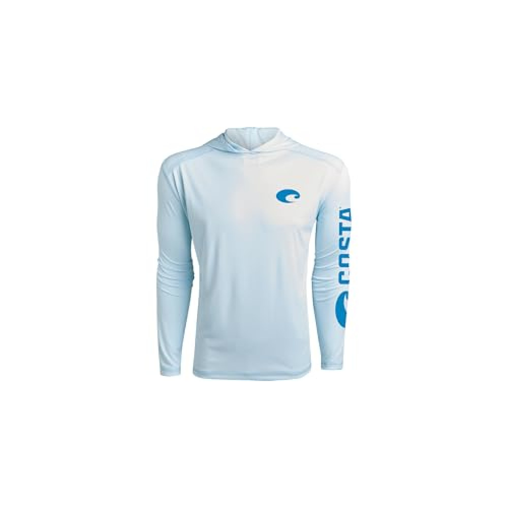 Costa Del Mar Men's Tech Hood Performance Long Sleeve Shirt, Arctic Blue, X-Large