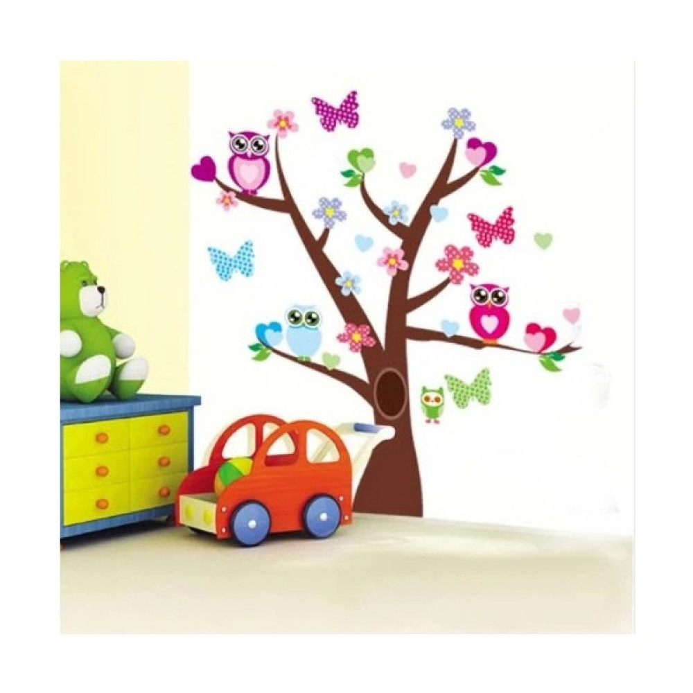 Cosy Home Gift Bebek ve Çocuk Odası Renkli Baykuş Ağaç Dekoratif Sticker Pvc Duvar Süsü Bebek Odası Duvar Süsü Fiyatı