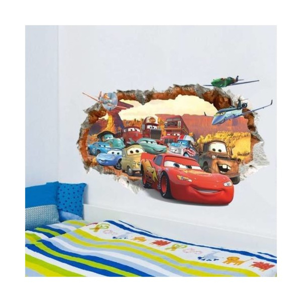 Cosy Home Gift Çocuk Bebek Odası Arabalar Cars Filmi Şimşek Mcqueen 3 Boyutlu Çizim Sticker Pvc Duvar Süsü Bebek Odası Duvar Süsü Fiyatı
