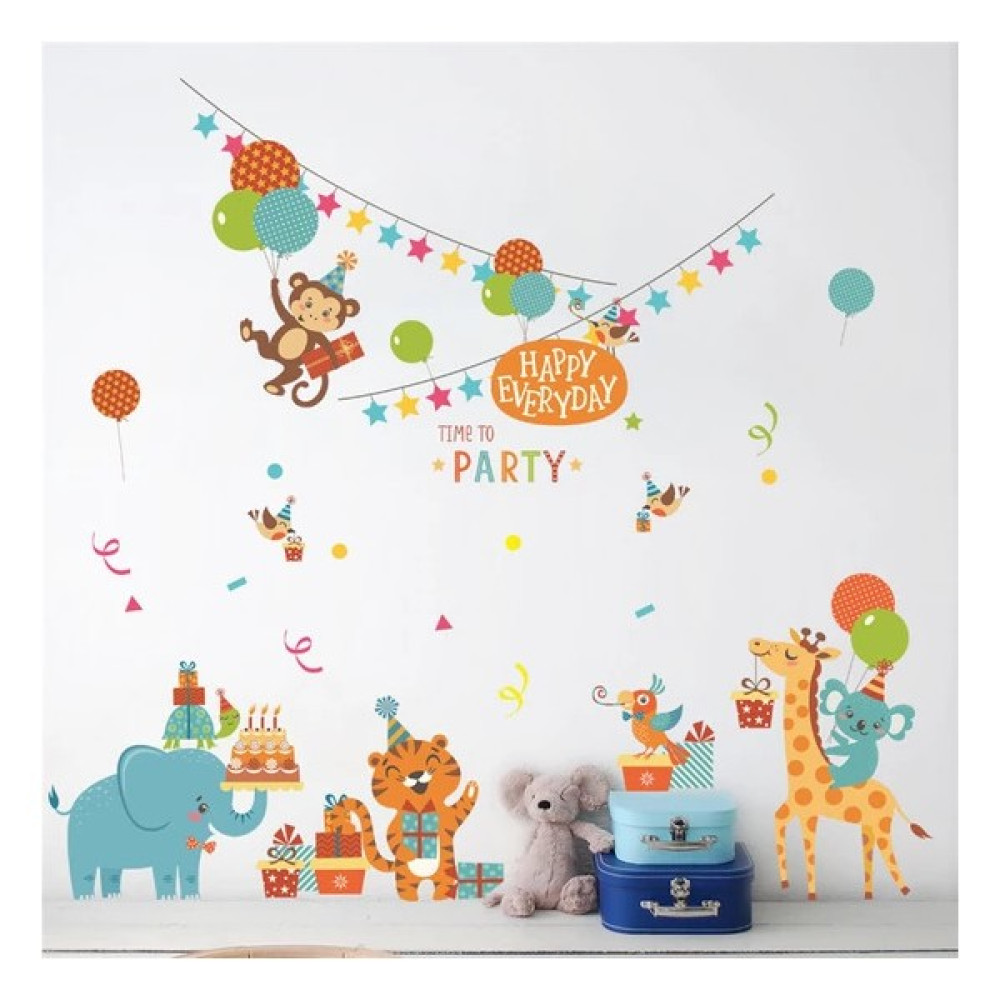Cosy Home Gift Çocuk Bebek Odası Parti Odası Happy Everyday Renkli Balonlar Bayrak Yıldız Sticker Pvc Duvar Süsü Bebek Odası Duvar Süsü Fiyatı
