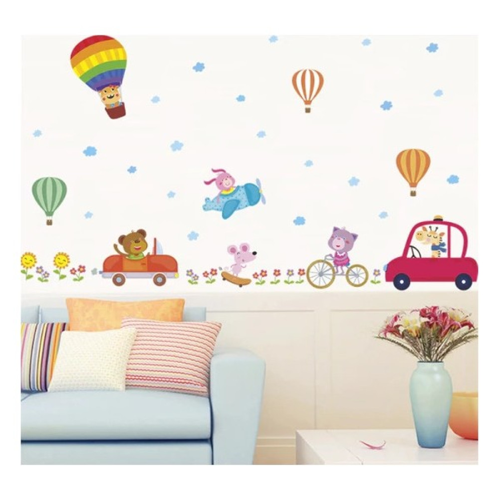Cosy Home Gift Çocuk Bebek Odası Taşıt Araba Renkli Sıcak Uçan Balon Hayvanlar Sticker Pvc Duvar Süsü Bebek Odası Duvar Süsü Fiyatı