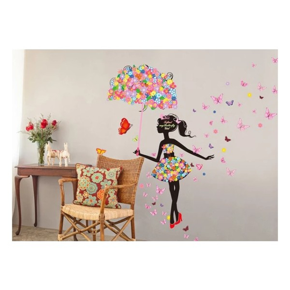Cosy Home Gift Şemsiyeli Balerin Kız Kelebekler Bebek Odası Ev Dekor Sticker Pvc Bebek Odası Duvar Süsü Fiyatı