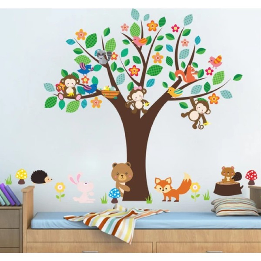 Cosy Home Gift Yeşil Ağaç Sevimli Hayavnları Ev Duvar Dekor Sticker Oto Boyaları Fiyatı