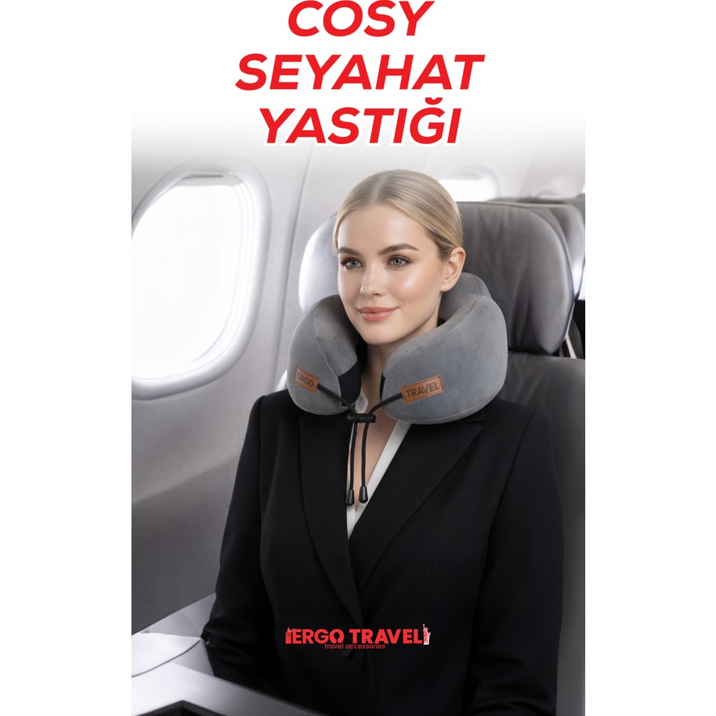 Cosy Ortopedik Seyahat Yastığı Visco Boyun Destekli Seyahat Yastığı - Gri | Ergo Travel Diğer Fiyatı