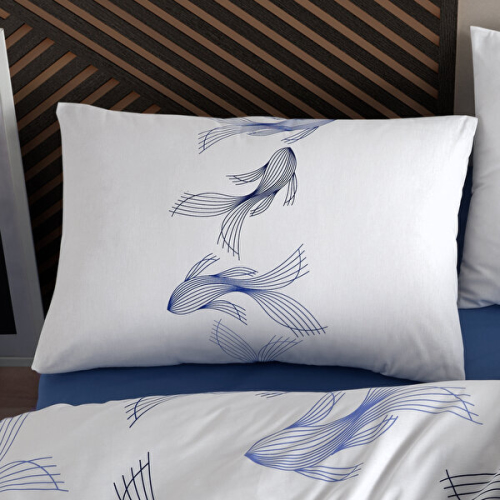 Cote Blanc Barbella Mavi %100 Pamuk Ranforce 2'li Yastık Kılıfı 50X70 - 50 x 70 cm - Beyaz - Mavi Yastık Kılıfı Fiyatı