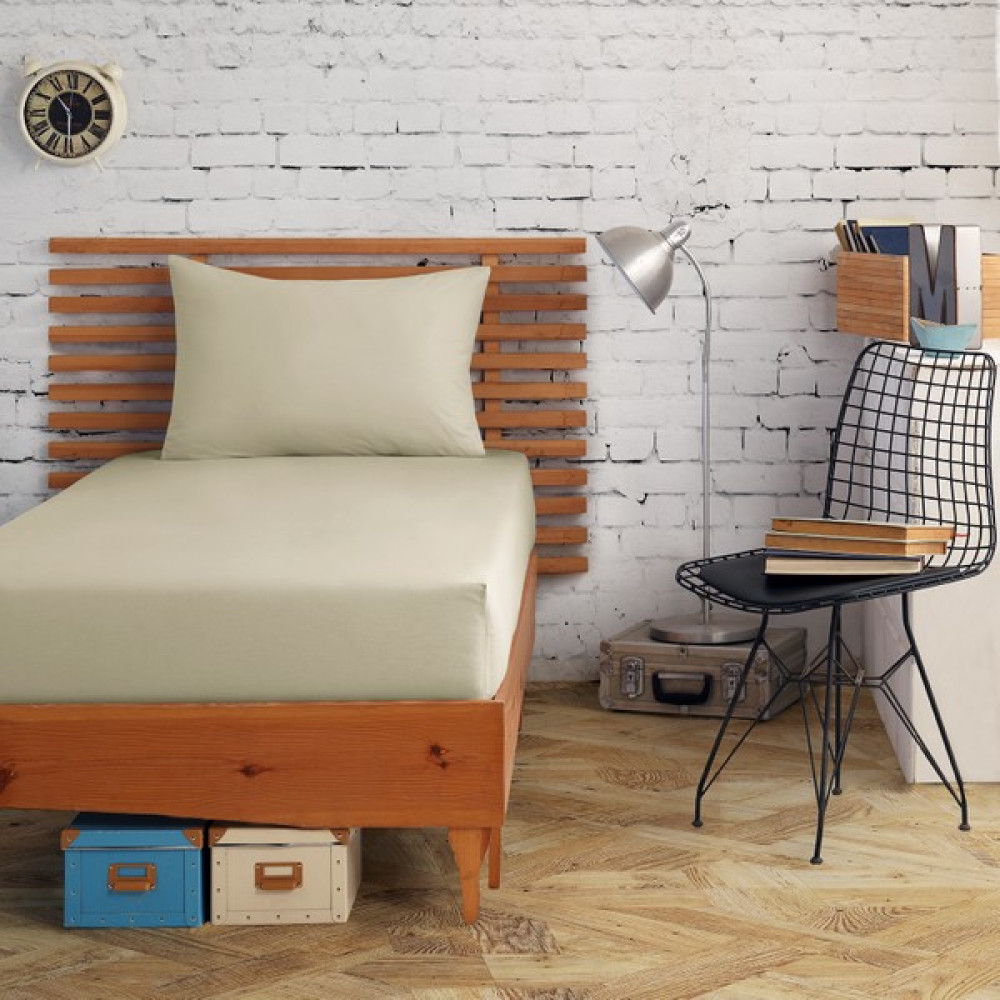 Cote Blanc Coté Blanc %100 Pamuk Percale Tek Kişilik Lastikli Çarşaf Seti 100X200 Taş - 100 x 200 cm Çarşaf Fiyatı