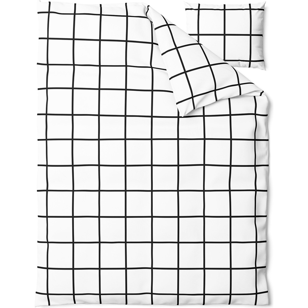 Cote Blanc Coté Blanc Karo Siyah %100 Pamuk Tek Kişilik Nevresim ve Yastık Kılıfı - Beyaz - Siyah - 160 x 220 cm Nevresim Takımı Fiyatı