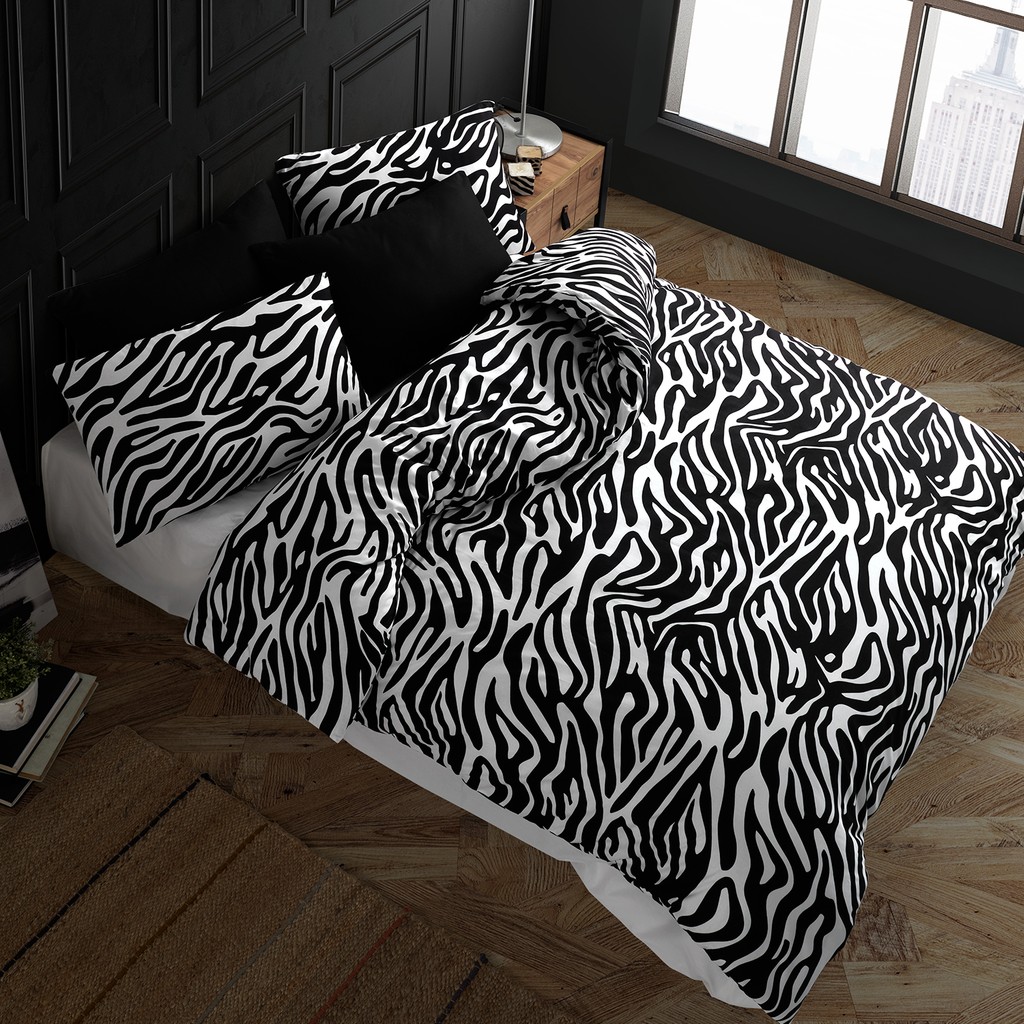 Cote Blanc Coté Blanc Zebra %100 Pamuk Ranforce Çift Kişilik Nevresim Takımı - Siyah - Beyaz - 200 x 220 cm Nevresim Takımı Fiyatı