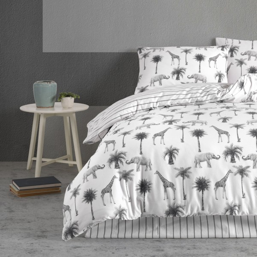 Cote Blanc Jungle Pamuklu Ranforce Tek Kişilik Çift Taraflı Nevresim Takımı - Beyaz - 160 x 220 cm Nevresim Takımı Fiyatı