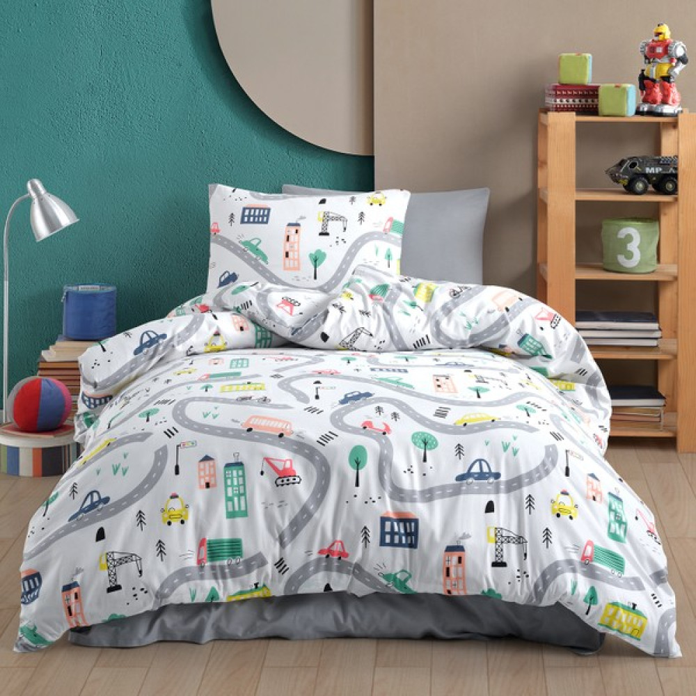 Cote Blanc Route %100 Pamuk Ranforce Tek Kişilik Nevresim Takımı - 160 x 220 cm - Renkli Nevresim Takımı Fiyatı