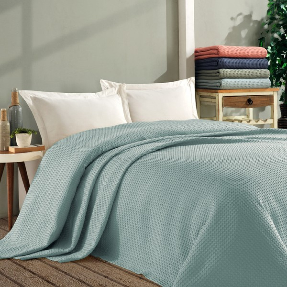 Coté Blanc Tek Kişilik Waffle Pike Örtü 160 x 260 cm Mavi Pike & Pike Takımı Fiyatı
