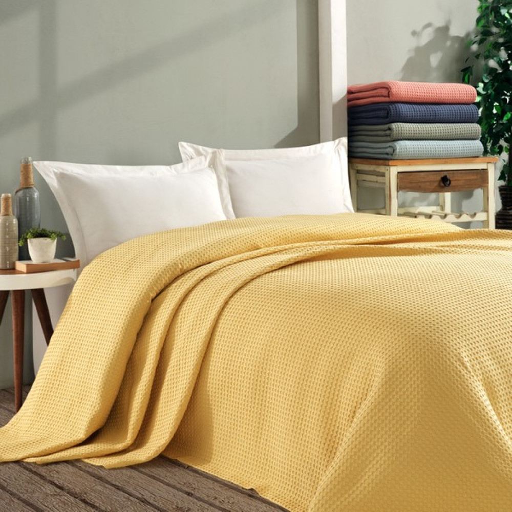 Coté Blanc Tek Kişilik Waffle Pike Örtü 160 x 260 cm Sarı Pike & Pike Takımı Fiyatı