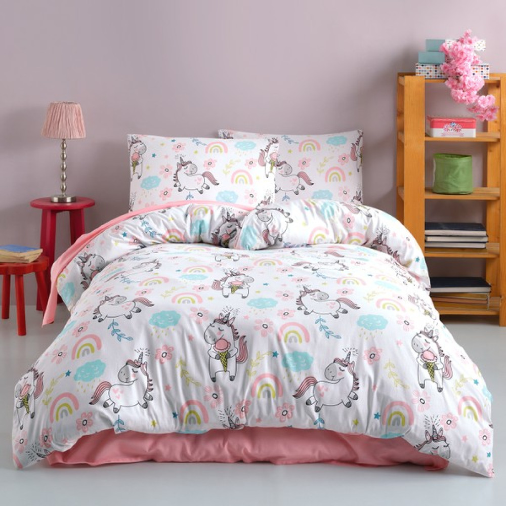 Cote Blanc Unicorn %100 Pamuk Ranforce Tek Kişilik Nevresim Takımı - 160 x 220 cm - Renkli Nevresim Takımı Fiyatı