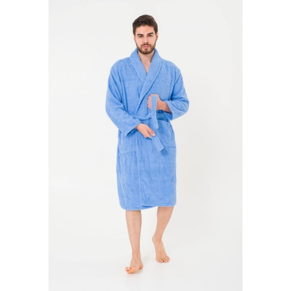 Cotenconcept Battal Boy Düz ve Pamuklu Şal Yaka Erkek Bornoz - Mavi - 7XL Bornoz Fiyatı