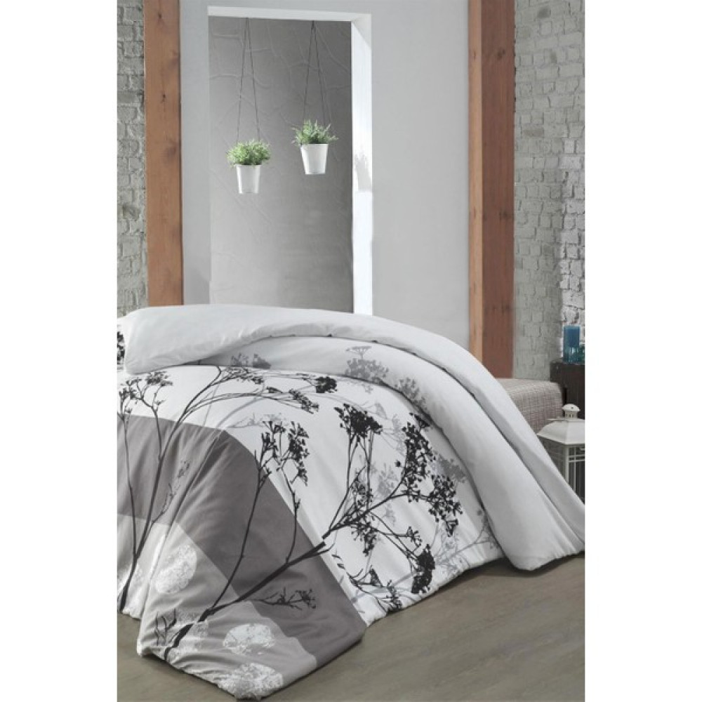 Cotenconcept Tek Kişilik Tek Nevresim ( Yorgan ) Kılıfı 160x220 Cm - 160 x 200 cm - Beyaz - Gri Nevresim Takımı Fiyatı