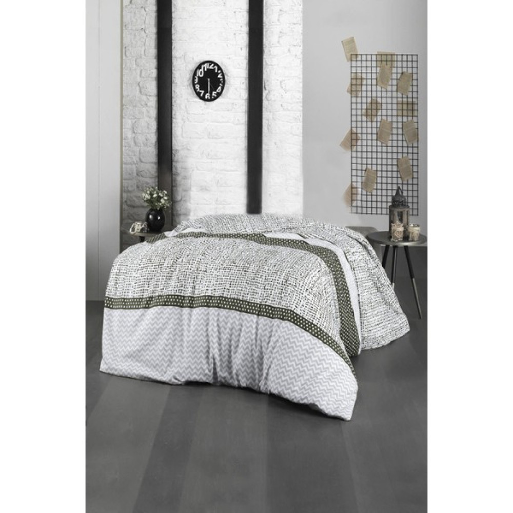 Cotenconcept Tek Kişilik Tek Nevresim ( Yorgan ) Kılıfı 160x220 Cm - 160 x 200 cm - Haki - Beyaz Nevresim Takımı Fiyatı